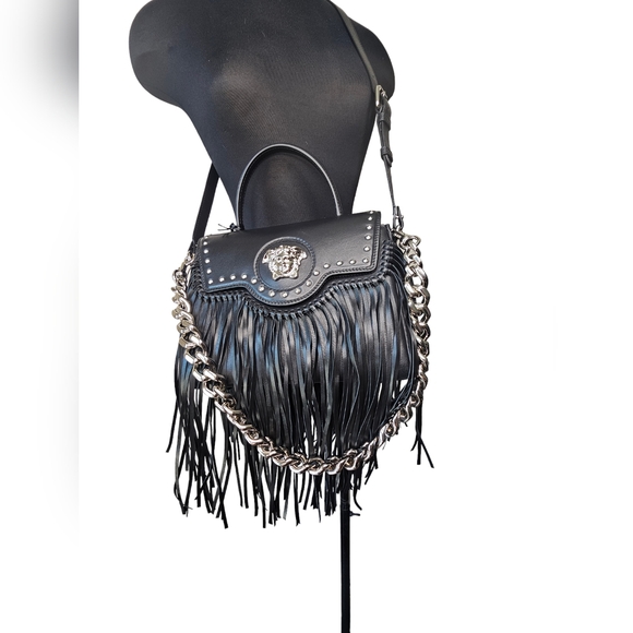 100% Authentic versace Top handle calf leather fringe versace la medusa bag - Picture 5 of 10